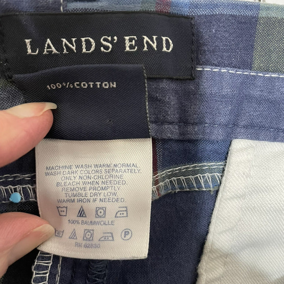 Lands End July 4th USA Madras Plaid Shorts Mens 34x9 Patchwork Y2K Americana - Picture 5 of 6